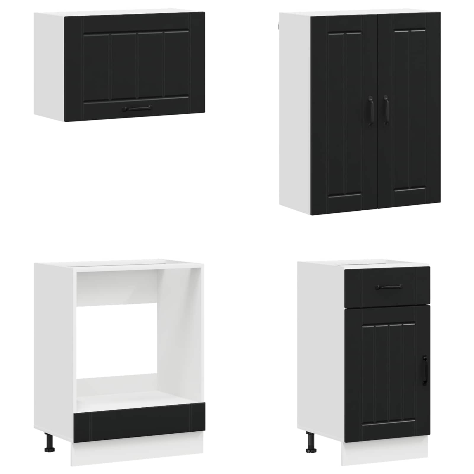Μονάδα κουζίνας LUCCA 8 pcs Μαύρο Επεξεργασμένο Ξύλο - Pakobazaar