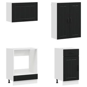Μονάδα κουζίνας LUCCA 8 pcs Μαύρο Επεξεργασμένο Ξύλο - Pakobazaar