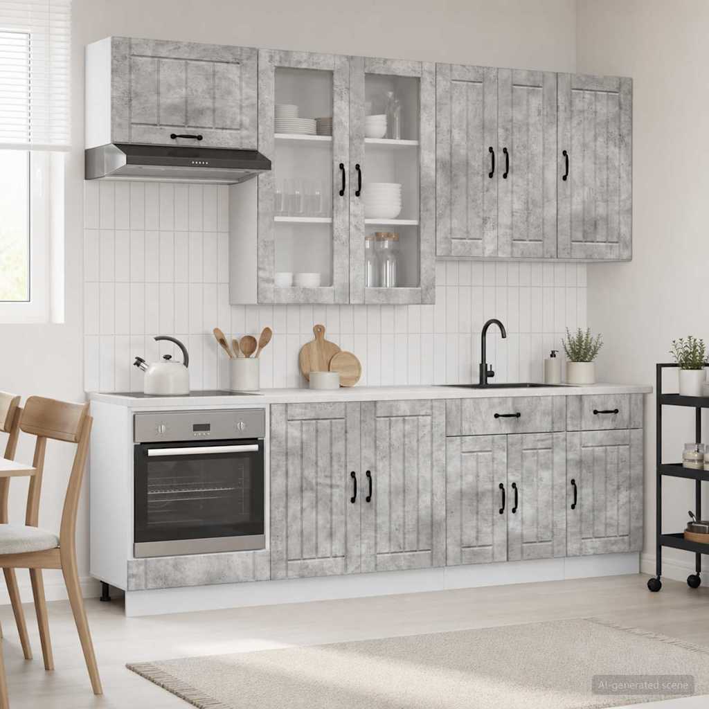 Μονάδα κουζίνας LUCCA 8 pcs Γκρι Σκυροδέματος - Pakobazaar