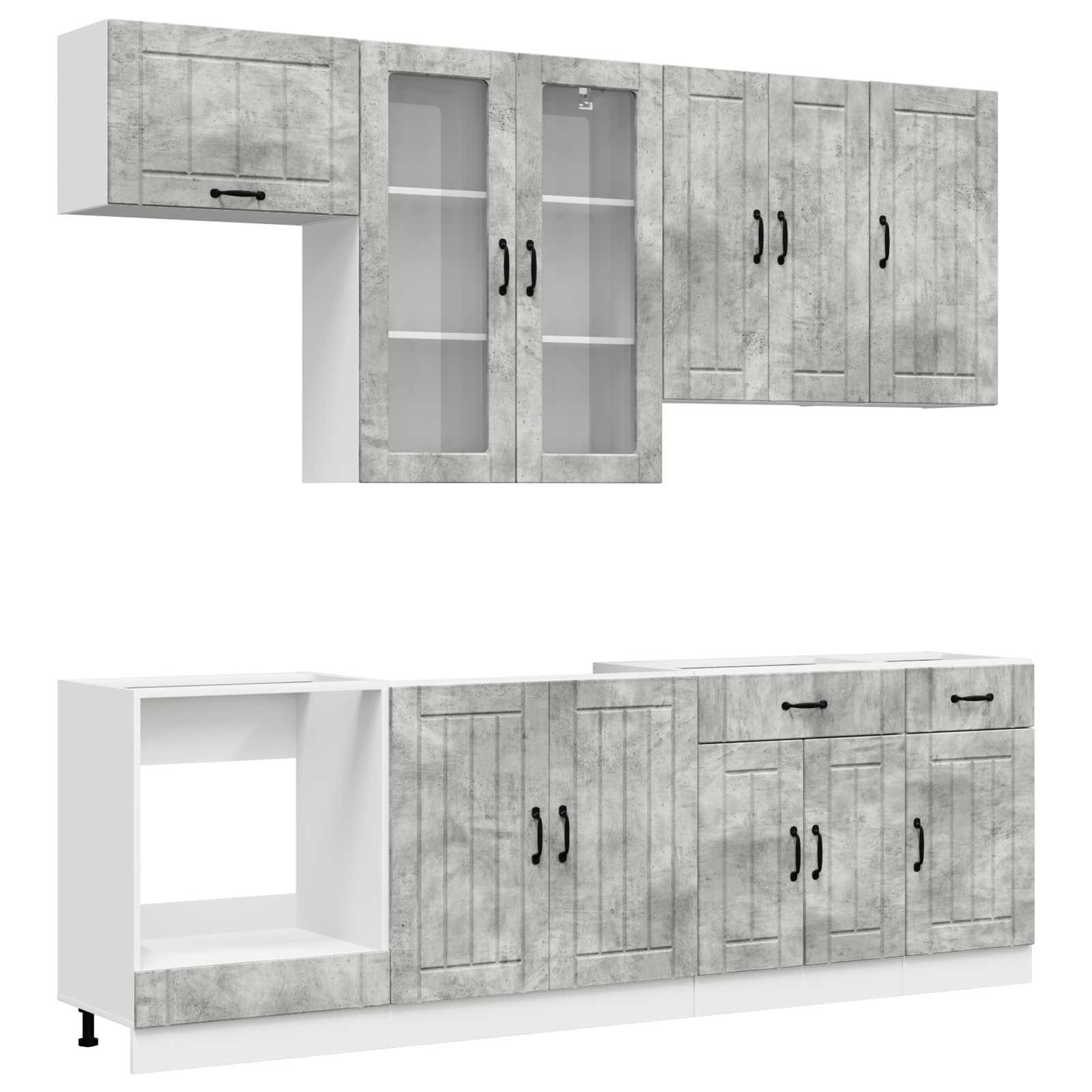 Μονάδα κουζίνας LUCCA 8 pcs Γκρι Σκυροδέματος - Pakobazaar