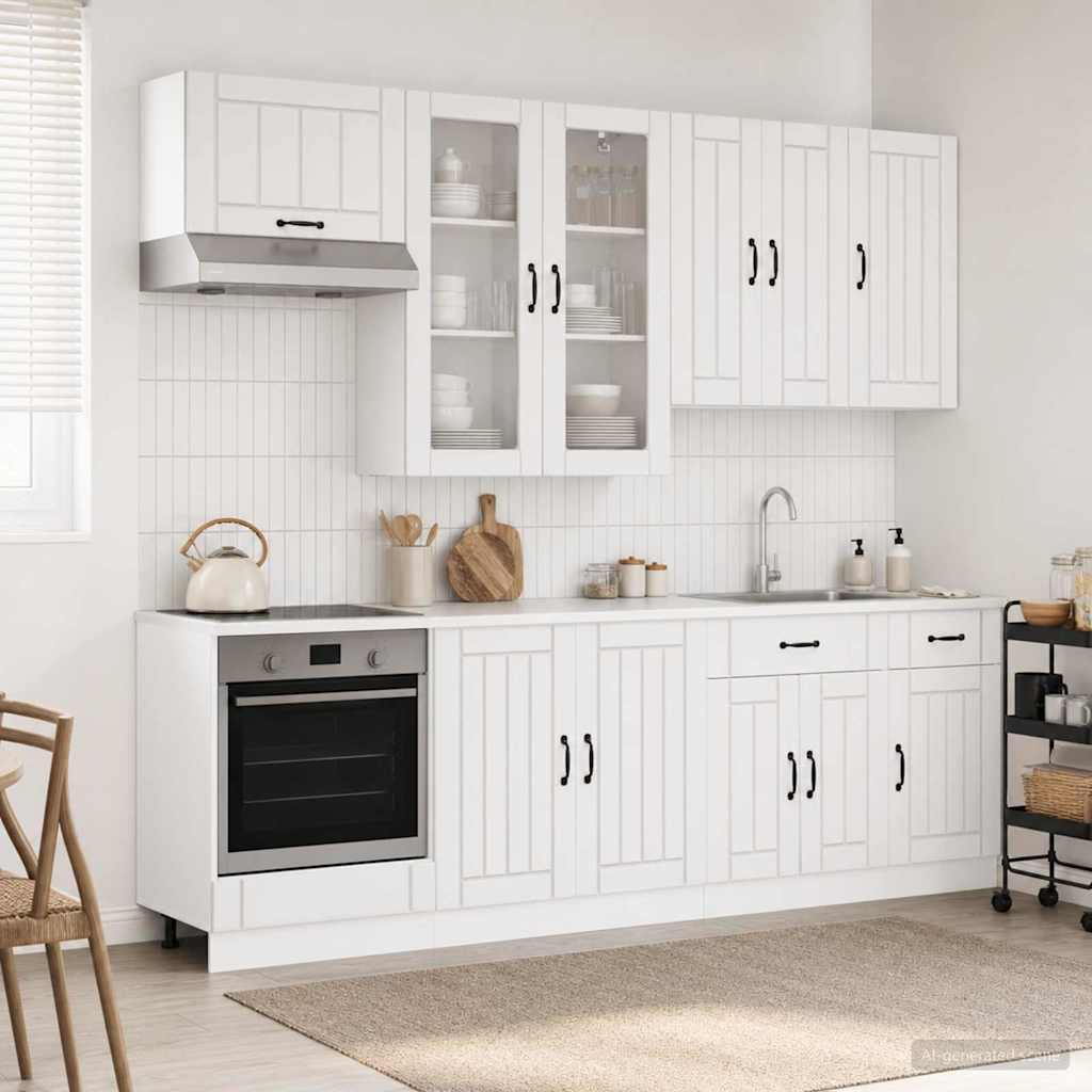 Μονάδα κουζίνας LUCCA 8 pcs Γυαλιστερό Λευκό Επεξεργασμένο Ξύλο - Pakobazaar