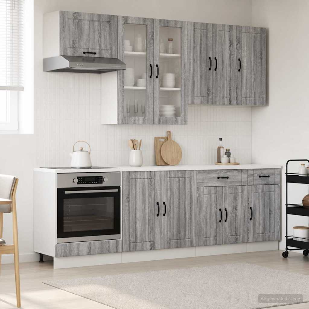 Μονάδα κουζίνας LUCCA 8 pcs Γκρι Sonoma Επεξεργασμένο Ξύλο - Pakobazaar