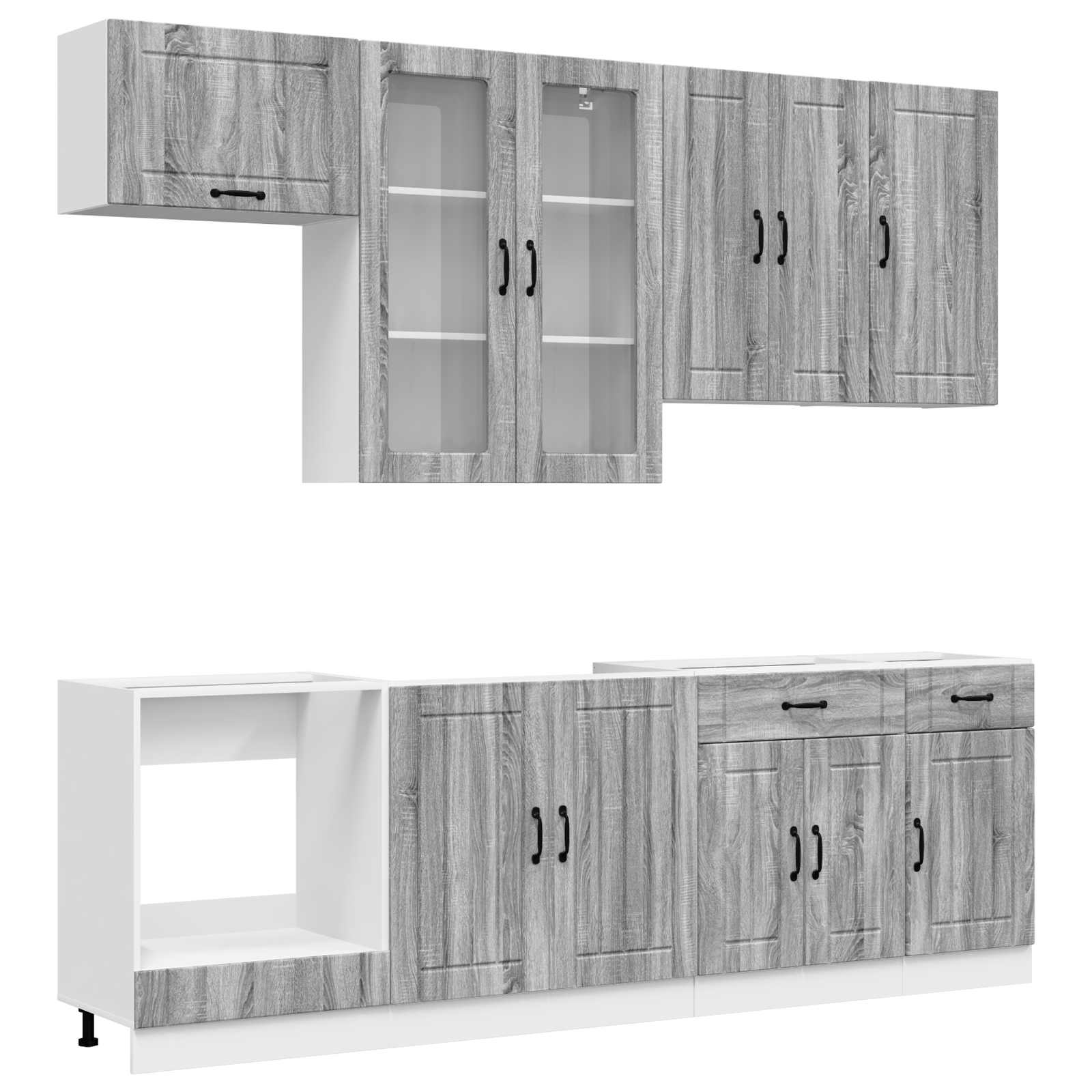 Μονάδα κουζίνας LUCCA 8 pcs Γκρι Sonoma Επεξεργασμένο Ξύλο - Pakobazaar