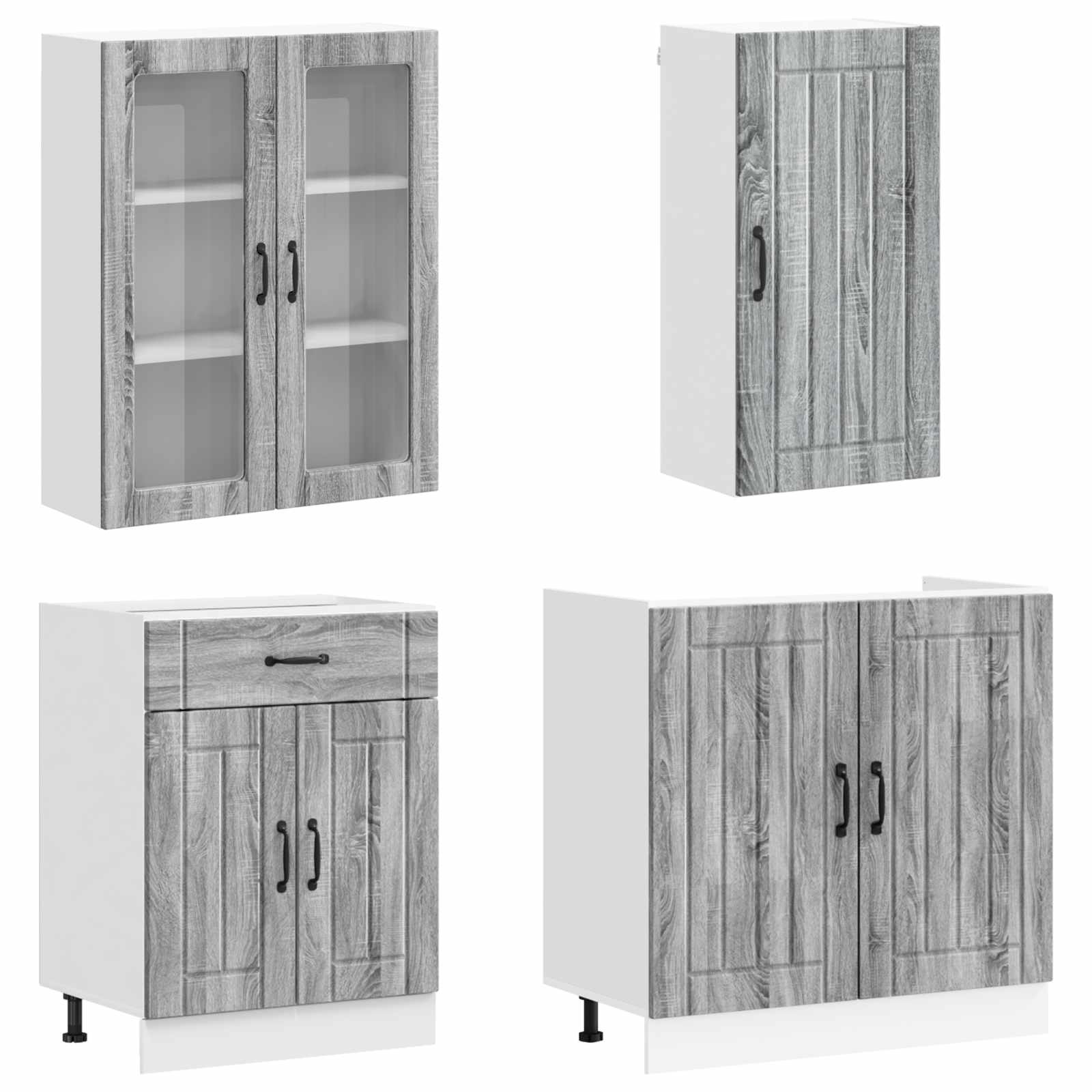 Μονάδα κουζίνας LUCCA 8 pcs Γκρι Sonoma Επεξεργασμένο Ξύλο - Pakobazaar