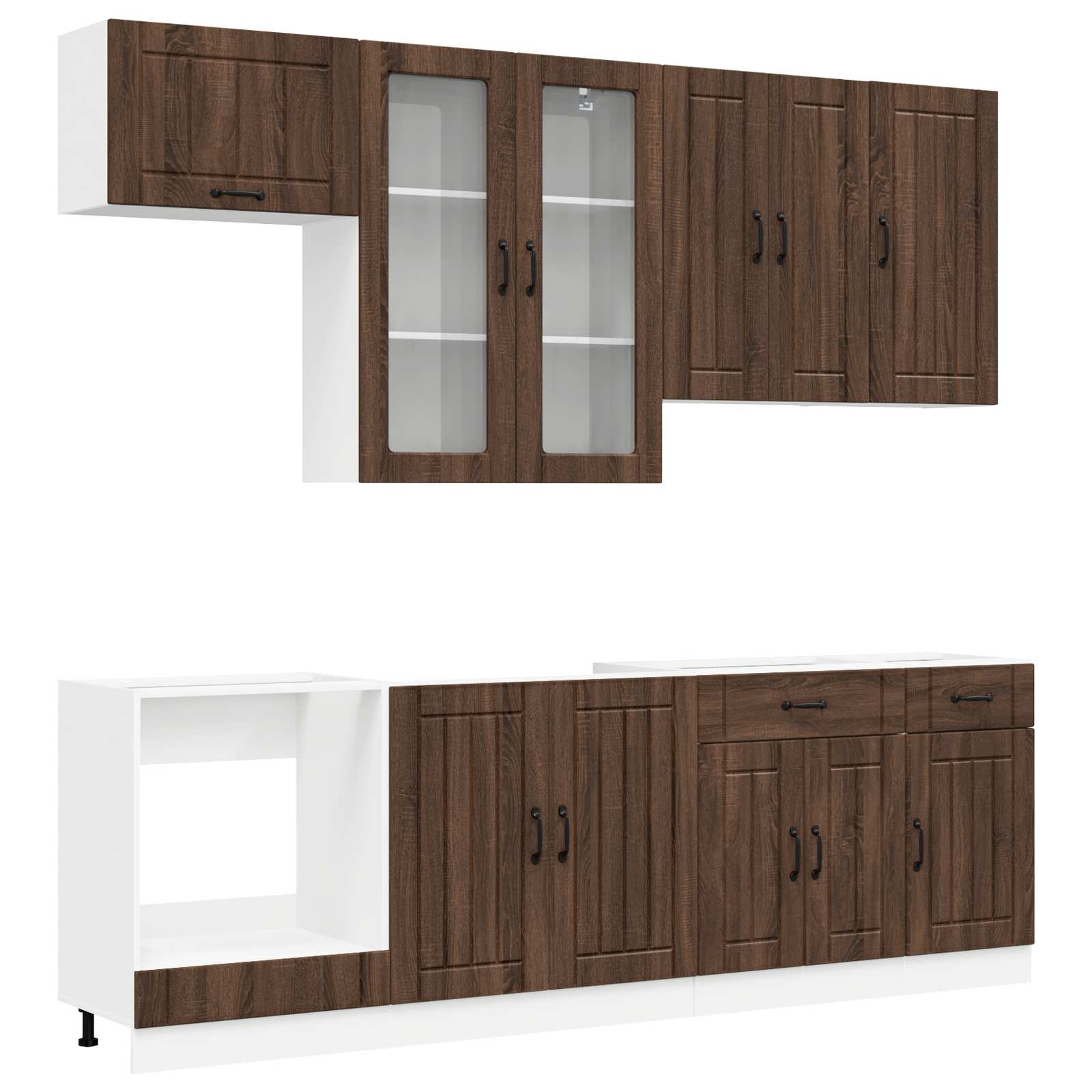 Μονάδα κουζίνας LUCCA 8 pcs Καφέ Ξύλο Δρυός Επεξεργασμένο Ξύλο - Pakobazaar
