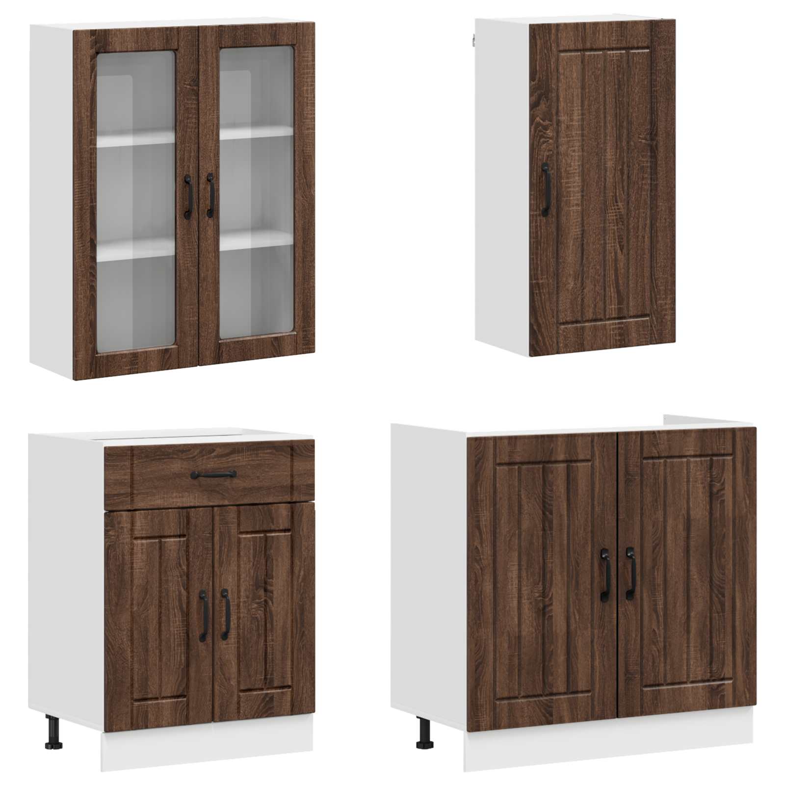 Μονάδα κουζίνας LUCCA 8 pcs Καφέ Ξύλο Δρυός Επεξεργασμένο Ξύλο - Pakobazaar