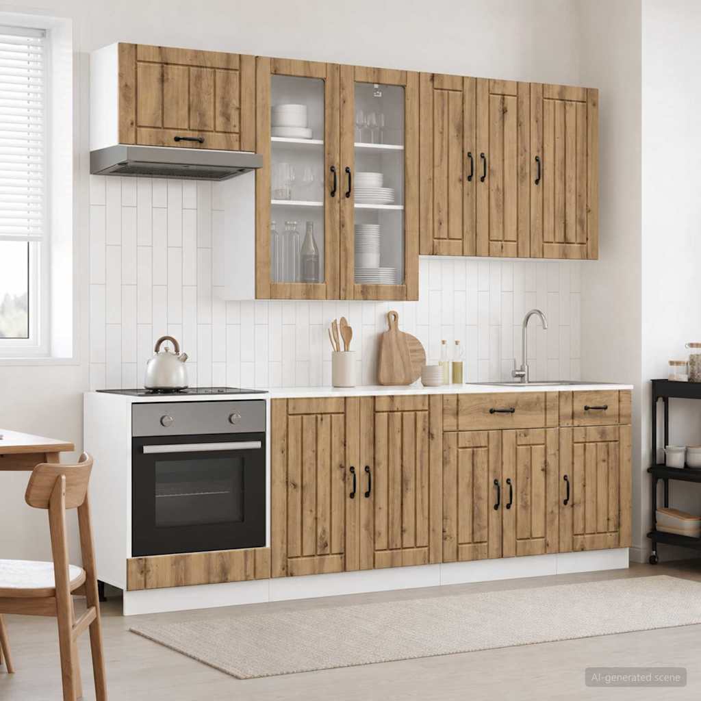 Μονάδα κουζίνας LUCCA 8 pcs Artisan Δρυς Επεξεργασμένο Ξύλο - Pakobazaar