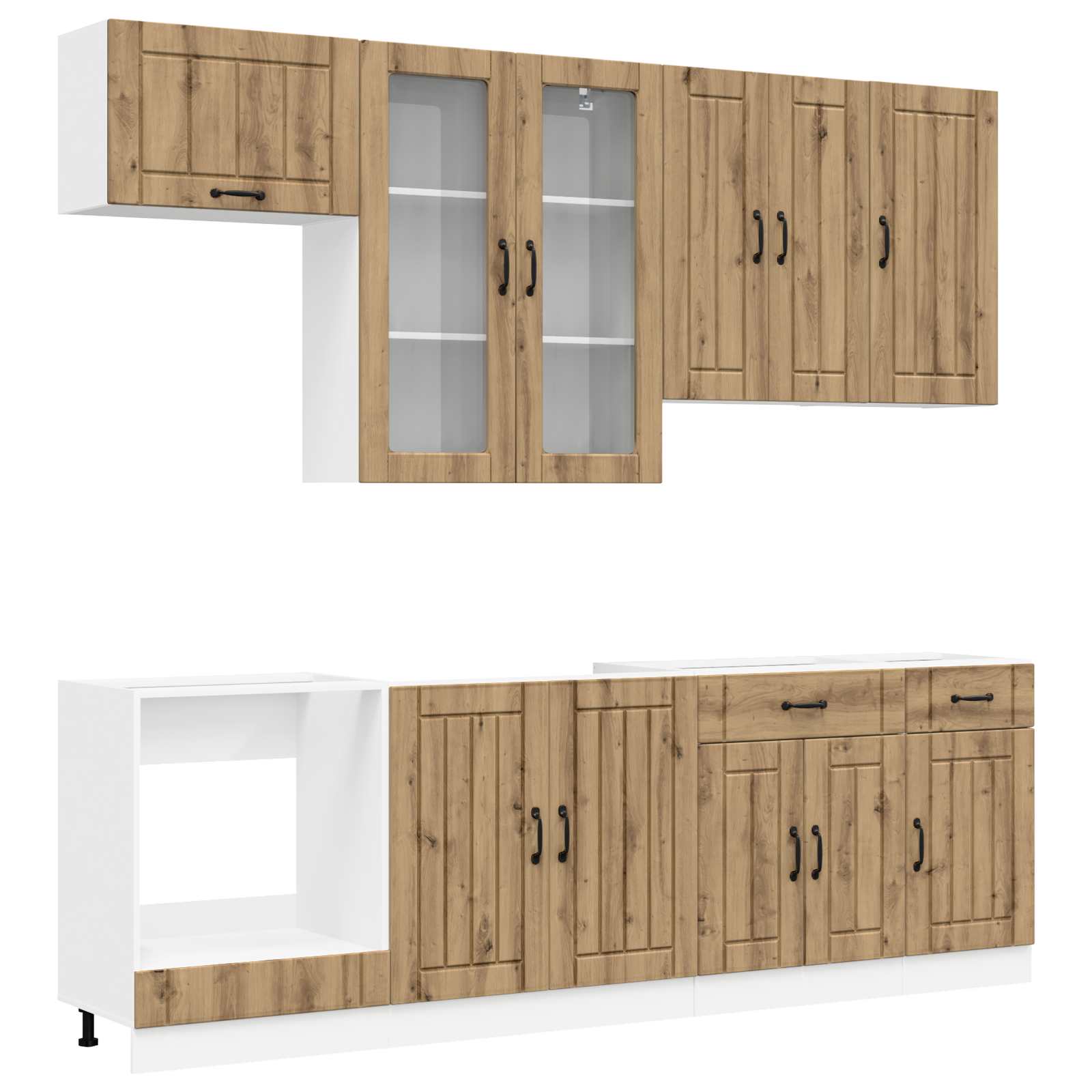 Μονάδα κουζίνας LUCCA 8 pcs Artisan Δρυς Επεξεργασμένο Ξύλο - Pakobazaar
