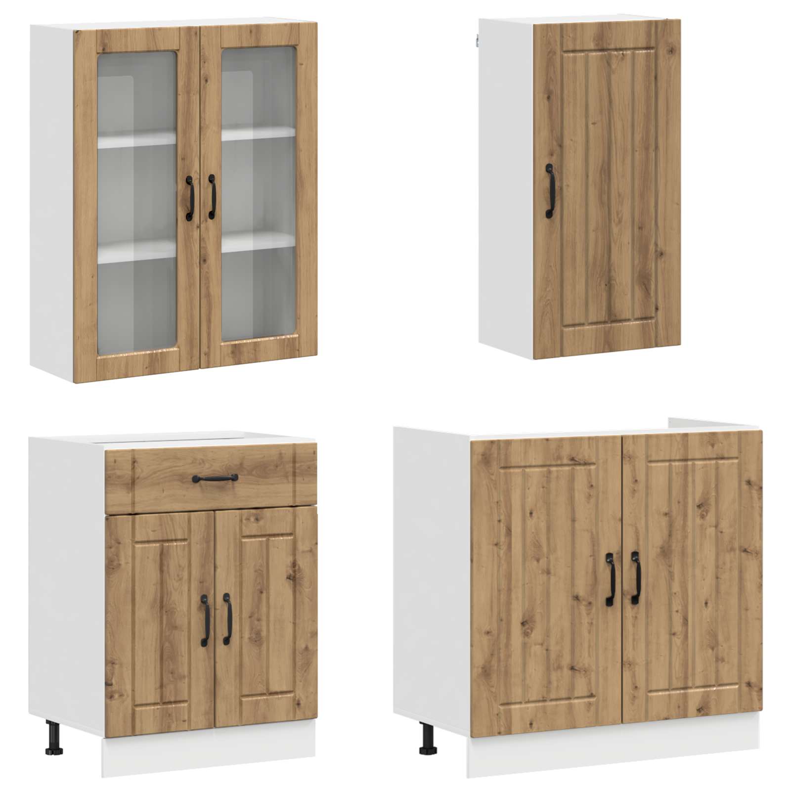 Μονάδα κουζίνας LUCCA 8 pcs Artisan Δρυς Επεξεργασμένο Ξύλο - Pakobazaar