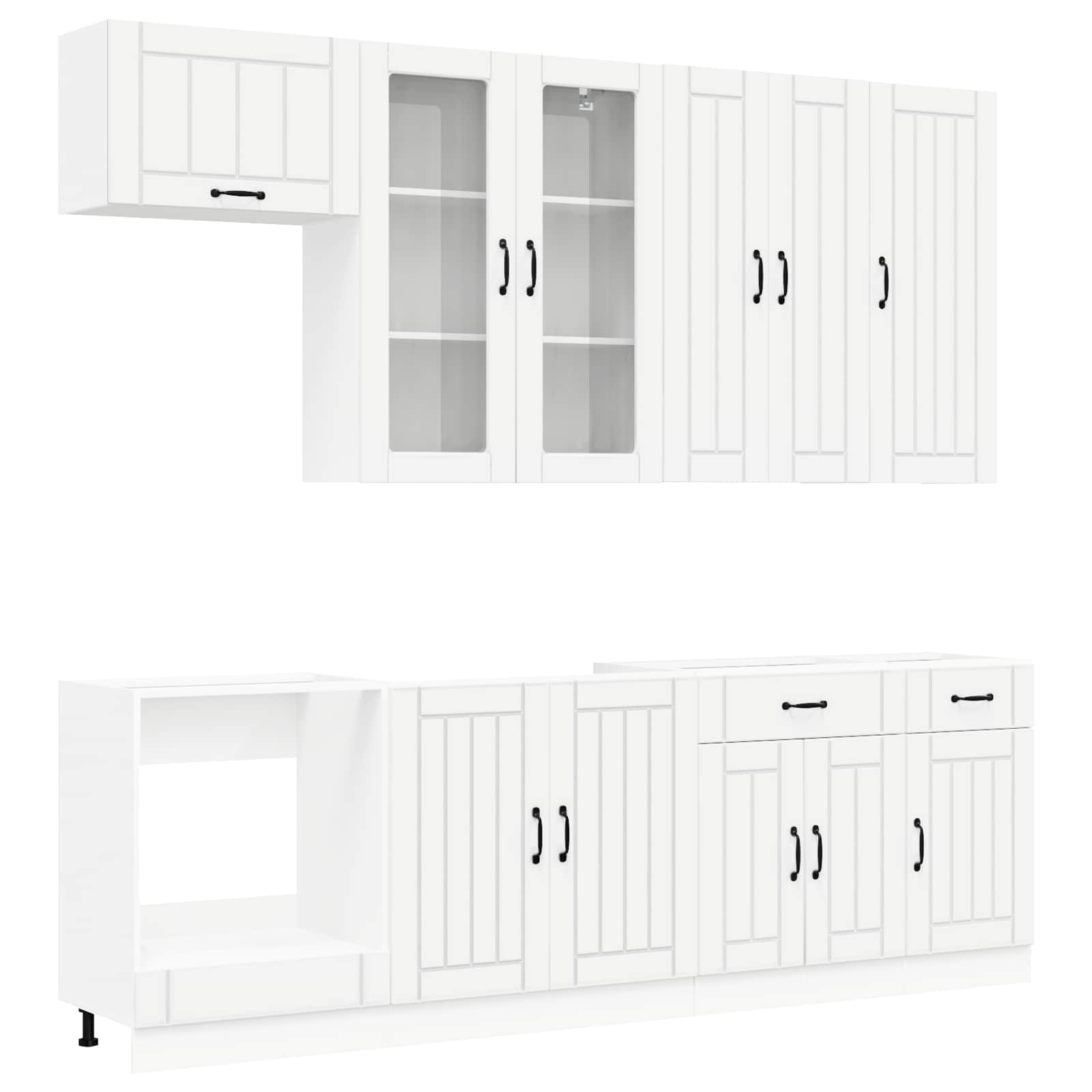 Σέτ Ντουλαπιών με συρτάρι 8 pcs Λευκό Επεξεργασμένο ξύλο - Pakobazaar
