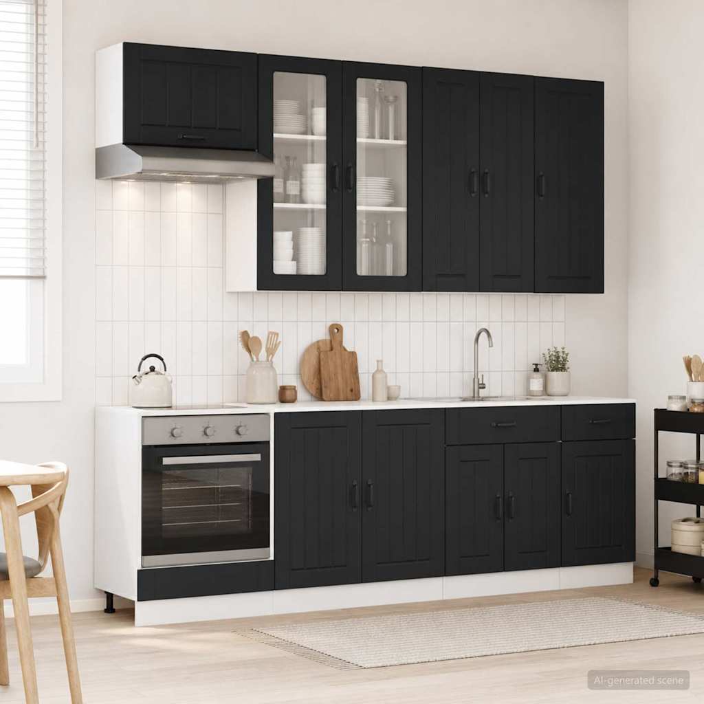 Μονάδα κουζίνας LUCCA 8 pcs Μαύρο Επεξεργασμένο Ξύλο - Pakobazaar
