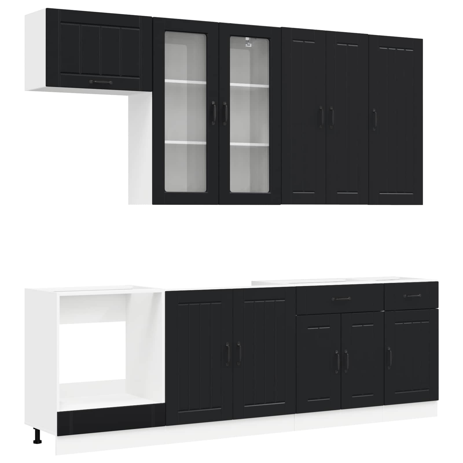 Μονάδα κουζίνας LUCCA 8 pcs Μαύρο Επεξεργασμένο Ξύλο - Pakobazaar