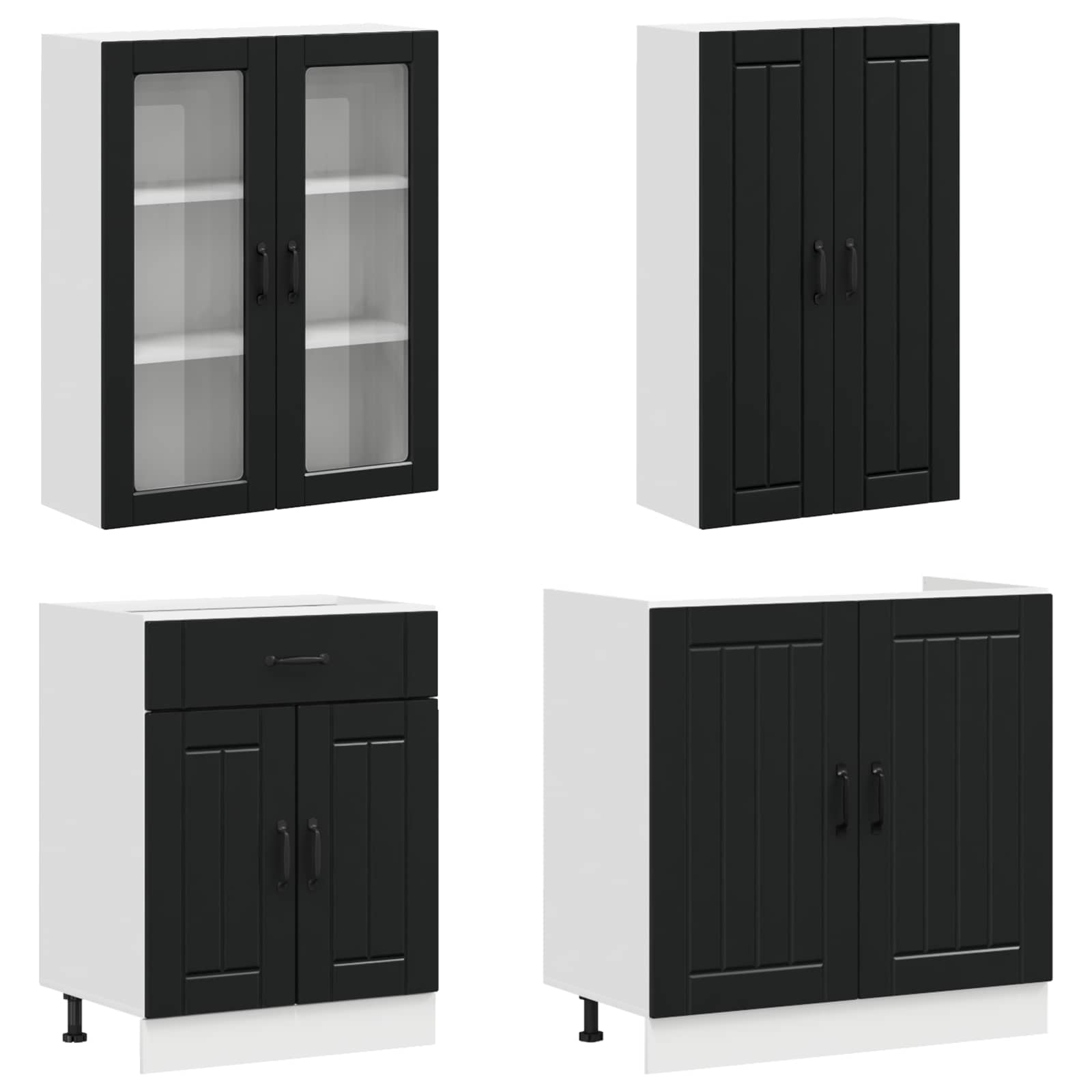 Μονάδα κουζίνας LUCCA 8 pcs Μαύρο Επεξεργασμένο Ξύλο - Pakobazaar