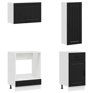 Μονάδα κουζίνας LUCCA 8 pcs Μαύρο Επεξεργασμένο Ξύλο - Pakobazaar
