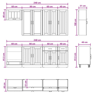 Μονάδα κουζίνας LUCCA 8 pcs Μαύρο Επεξεργασμένο Ξύλο - Pakobazaar