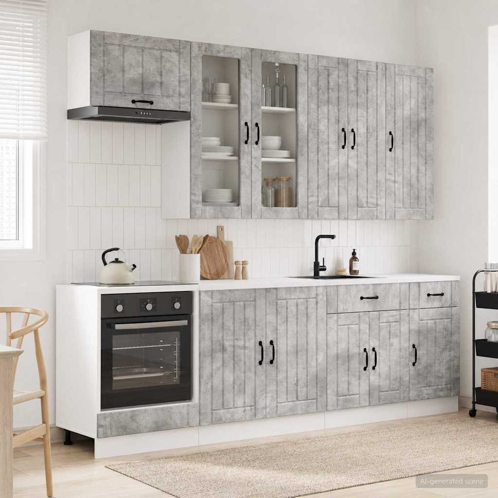 Μονάδα κουζίνας LUCCA 8 pcs Γκρι Σκυροδέματος - Pakobazaar