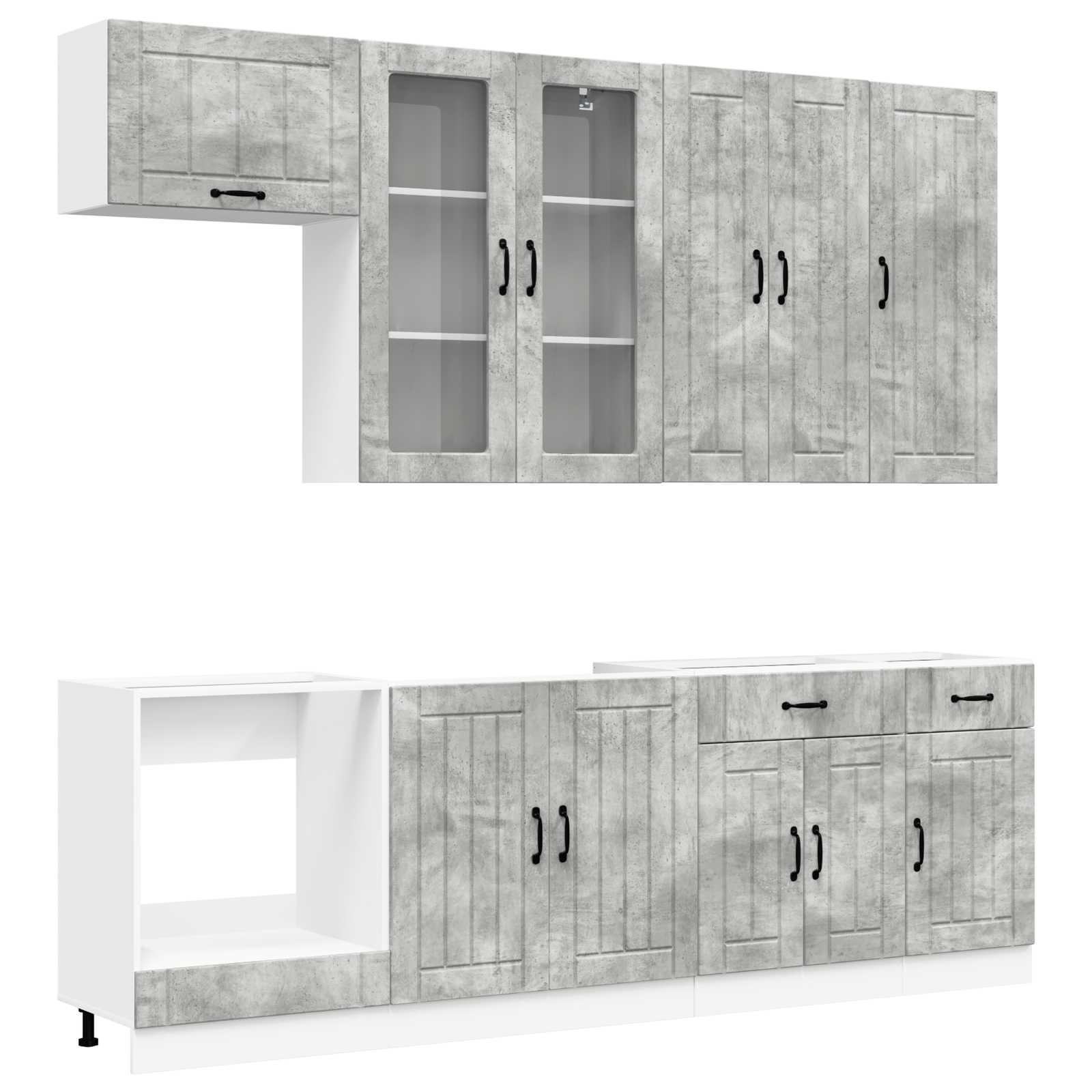 Μονάδα κουζίνας LUCCA 8 pcs Γκρι Σκυροδέματος - Pakobazaar