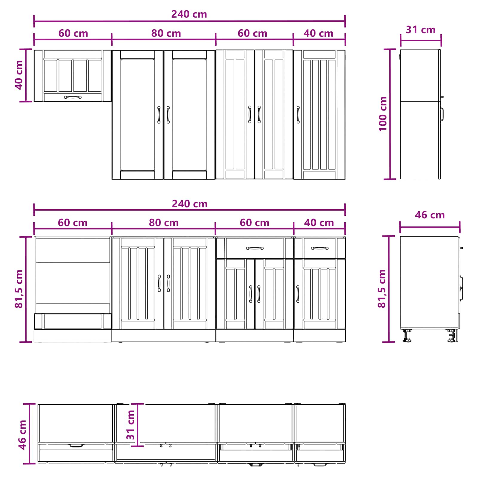 Μονάδα κουζίνας LUCCA 8 pcs Γκρι Σκυροδέματος - Pakobazaar