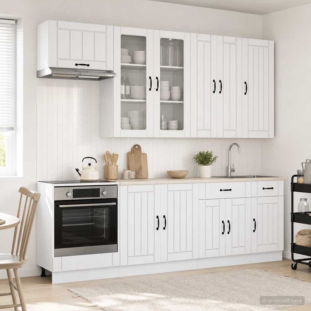 Μονάδα κουζίνας LUCCA 8 pcs Γυαλιστερό Λευκό Επεξεργασμένο Ξύλο - Pakobazaar