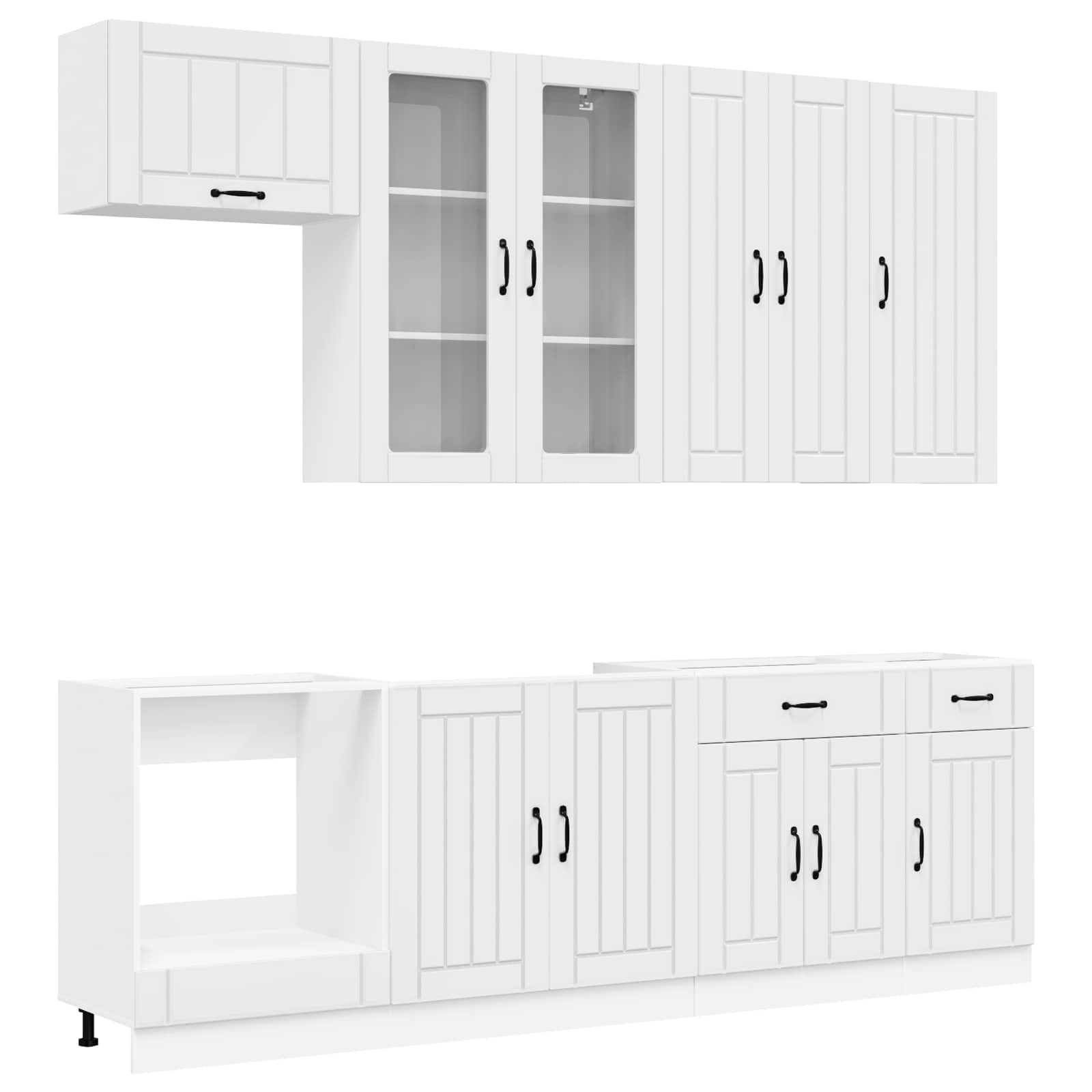 Μονάδα κουζίνας LUCCA 8 pcs Γυαλιστερό Λευκό Επεξεργασμένο Ξύλο - Pakobazaar