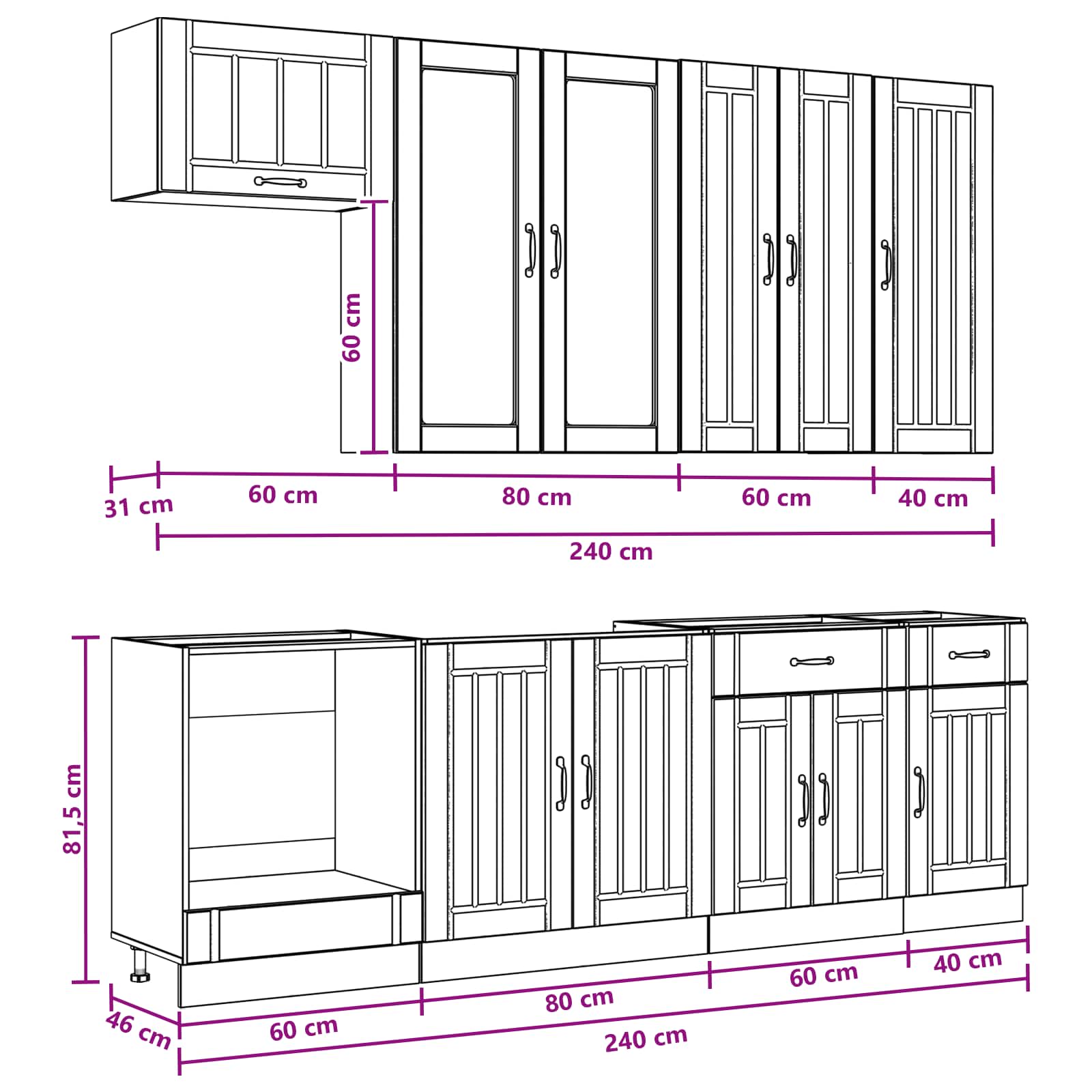 Μονάδα κουζίνας LUCCA 8 pcs Γυαλιστερό Λευκό Επεξεργασμένο Ξύλο - Pakobazaar
