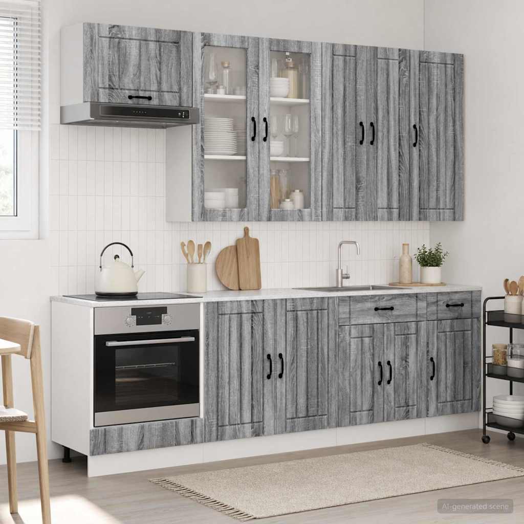 Μονάδα κουζίνας LUCCA 8 pcs Γκρι Sonoma Επεξεργασμένο Ξύλο - Pakobazaar