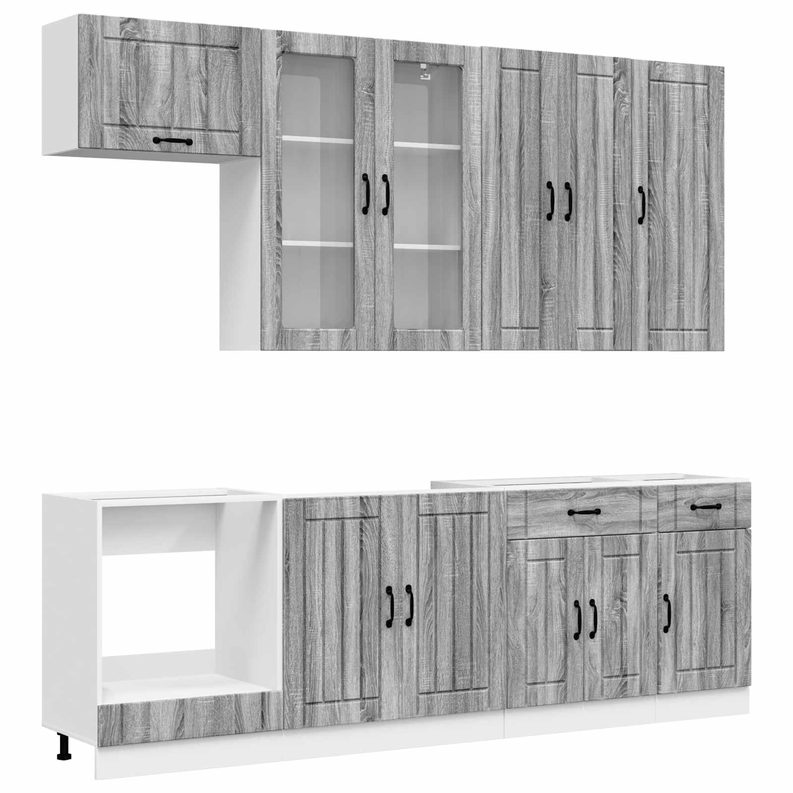 Μονάδα κουζίνας LUCCA 8 pcs Γκρι Sonoma Επεξεργασμένο Ξύλο - Pakobazaar