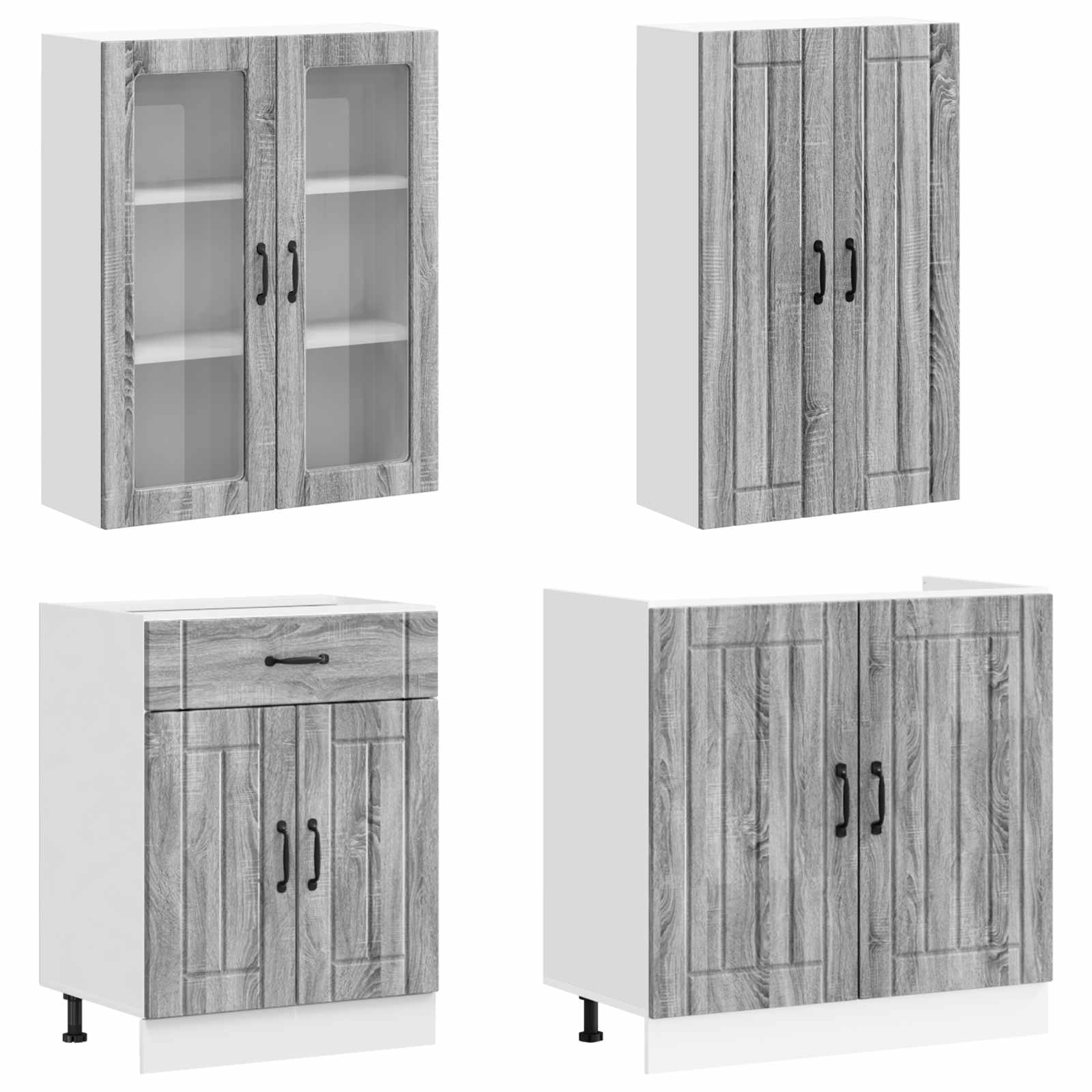 Μονάδα κουζίνας LUCCA 8 pcs Γκρι Sonoma Επεξεργασμένο Ξύλο - Pakobazaar