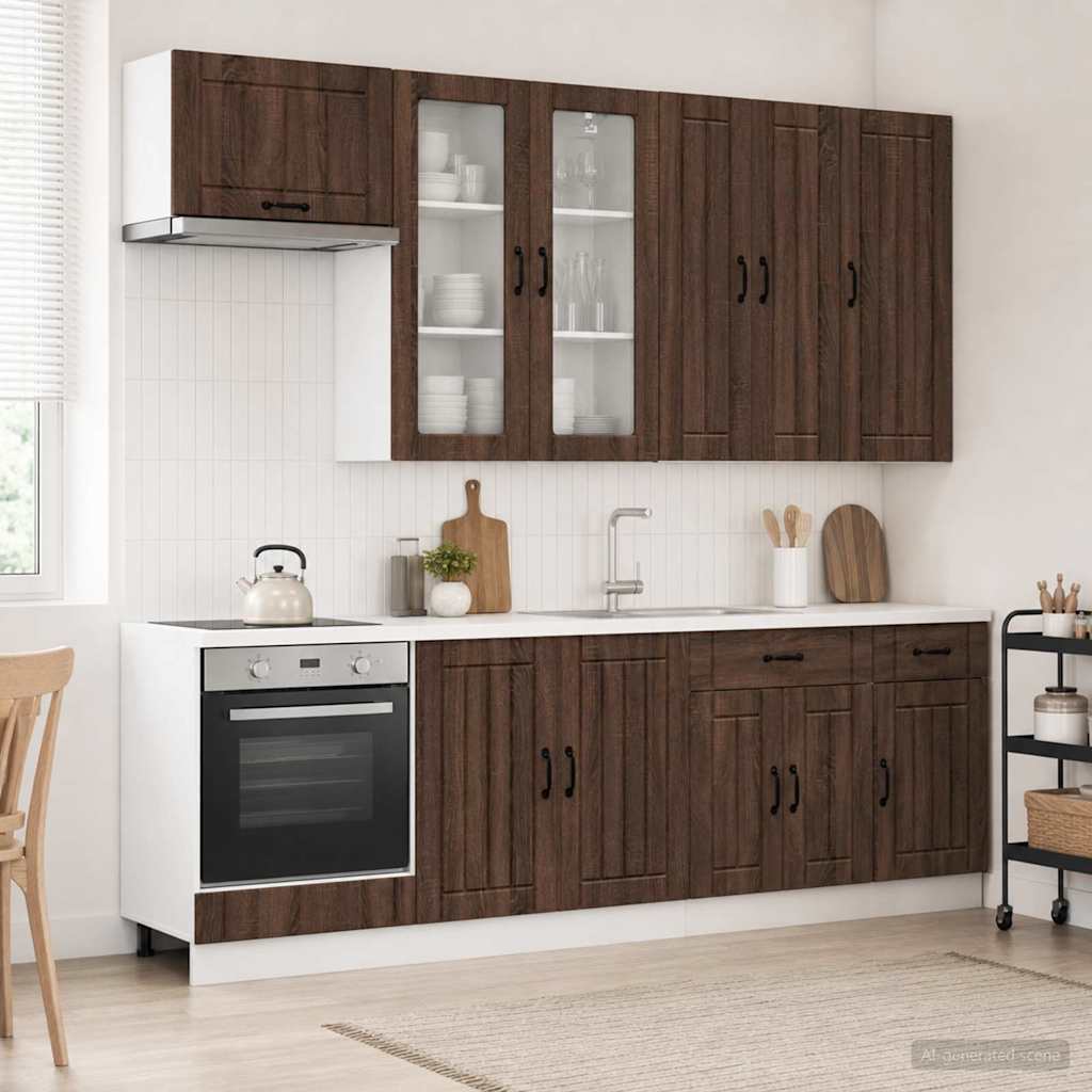 Μονάδα κουζίνας LUCCA 8 pcs Καφέ Ξύλο Δρυός Επεξεργασμένο Ξύλο - Pakobazaar