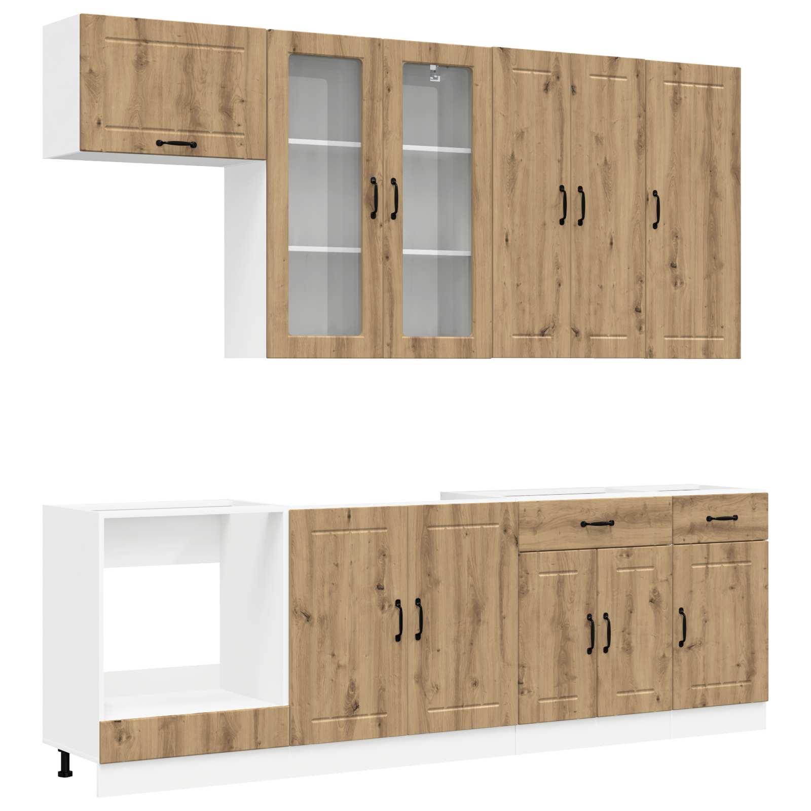 Μονάδα κουζίνας LUCCA 8 pcs Artisan Δρυς Επεξεργασμένο Ξύλο - Pakobazaar