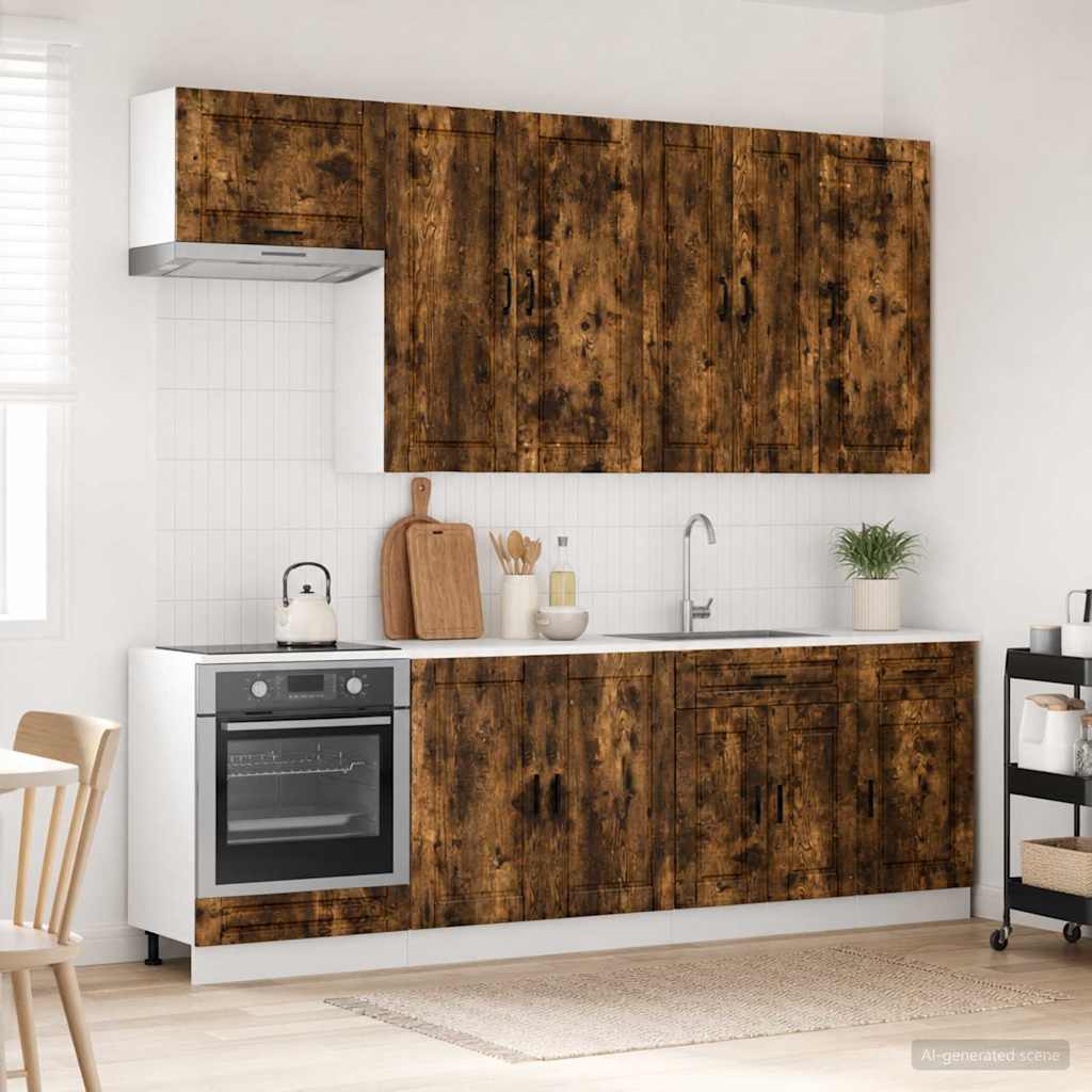 Μονάδα κουζίνας PORTO 8 pcs Καπνισμένο Ξύλο Δρυός - Pakobazaar