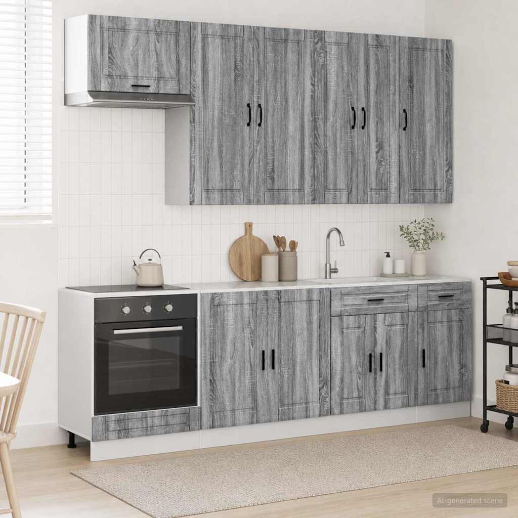 Μονάδα κουζίνας PORTO 8 pcs Γκρι Sonoma Επεξεργασμένο Ξύλο - Pakobazaar