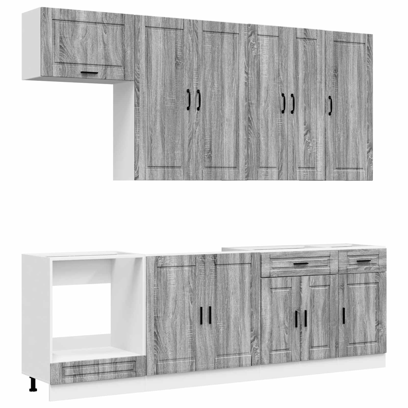 Μονάδα κουζίνας PORTO 8 pcs Γκρι Sonoma Επεξεργασμένο Ξύλο - Pakobazaar