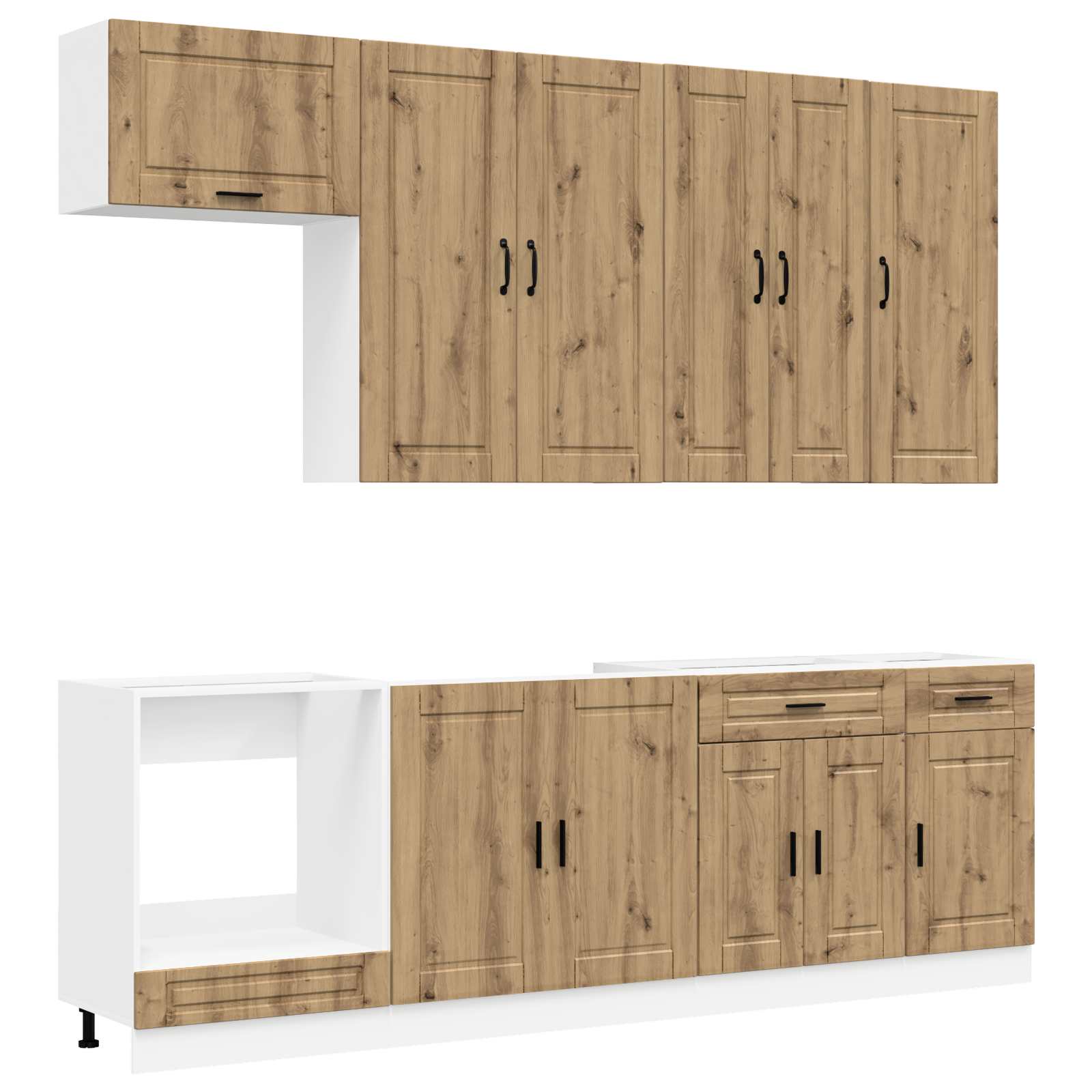 Μονάδα κουζίνας PORTO 8 pcs Artisan Δρυς Επεξεργασμένο Ξύλο - Pakobazaar