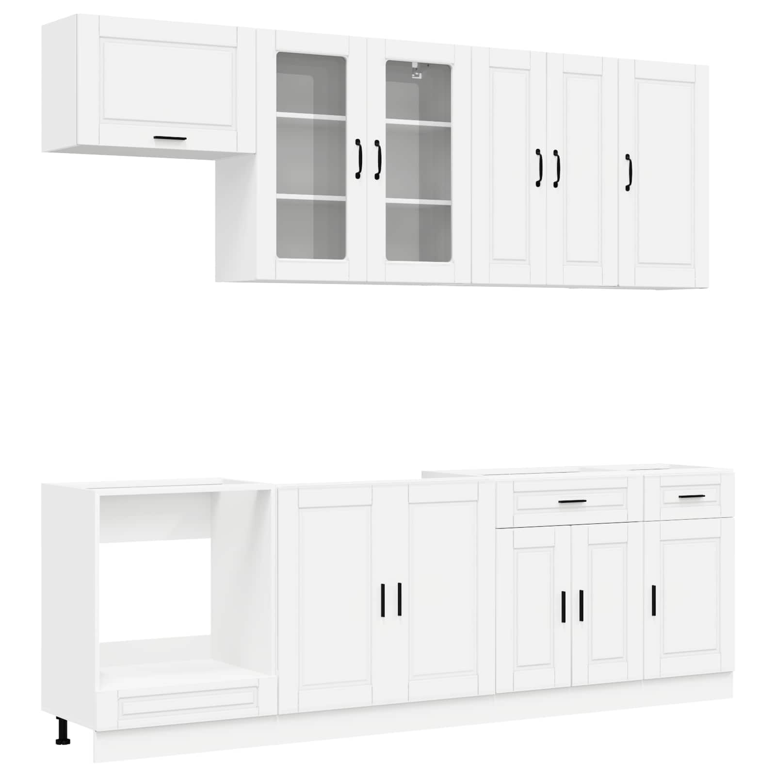 Σέτ Ντουλαπιών με συρτάρι 8 pcs Λευκό Επεξεργασμένο ξύλο - Pakobazaar