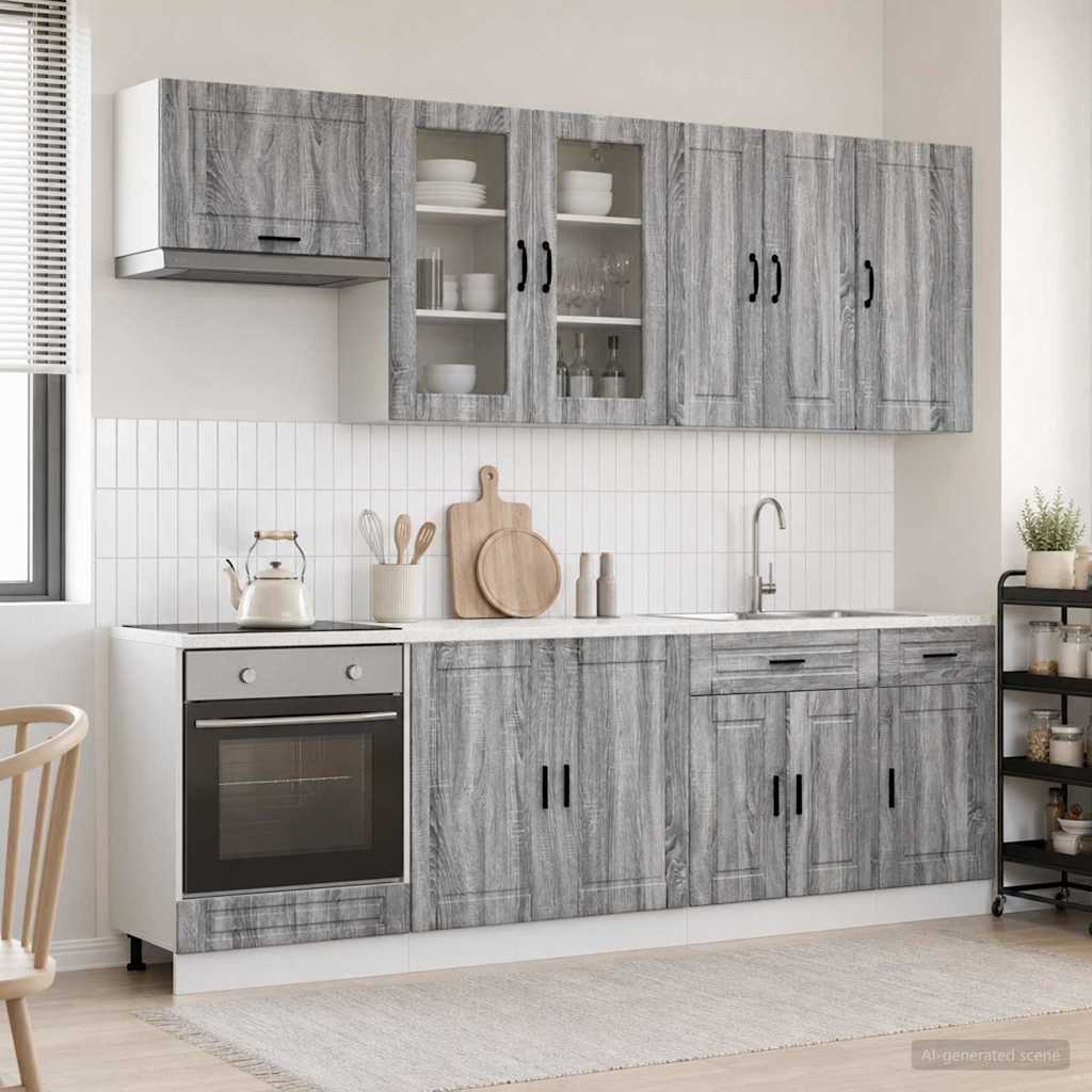 Μονάδα κουζίνας PORTO 8 pcs Γκρι Sonoma Επεξεργασμένο Ξύλο - Pakobazaar