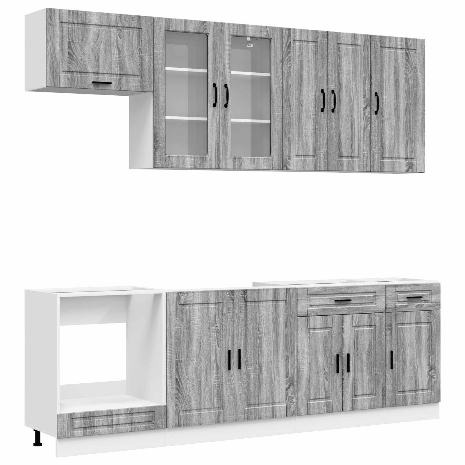 Μονάδα κουζίνας PORTO 8 pcs Γκρι Sonoma Επεξεργασμένο Ξύλο - Pakobazaar