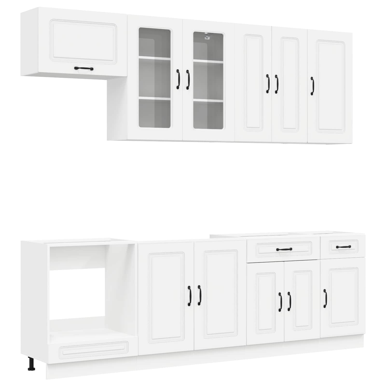 Σέτ Ντουλαπιών με συρτάρι 8 pcs Λευκό Επεξεργασμένο ξύλο - Pakobazaar