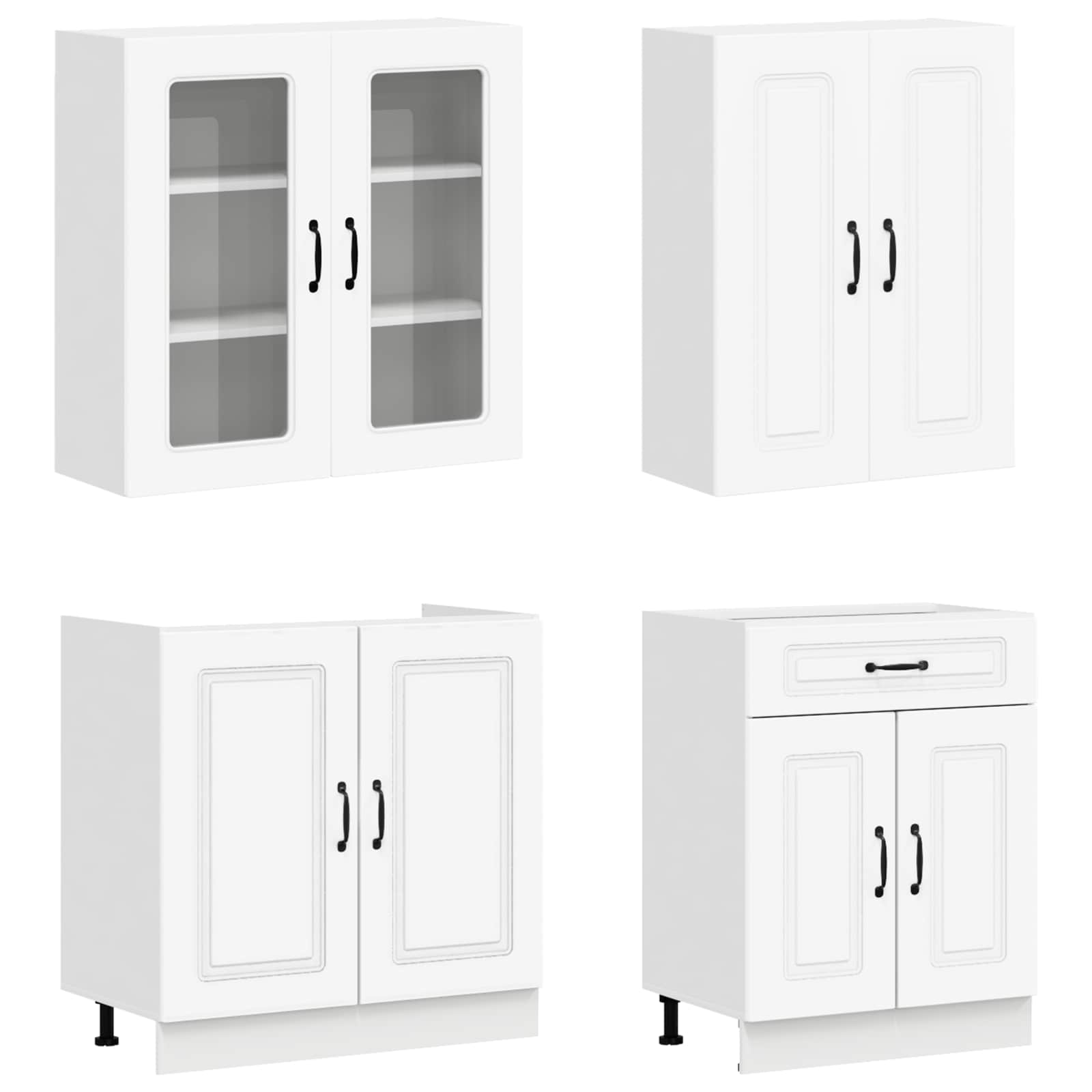 Σέτ Ντουλαπιών με συρτάρι 8 pcs Λευκό Επεξεργασμένο ξύλο - Pakobazaar
