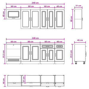 Μονάδα κουζίνας KALMAR 8 pcs Λευκό Επεξεργασμένο Ξύλο - Pakobazaar