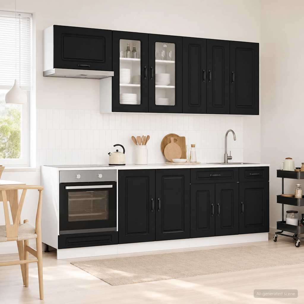 Μονάδα κουζίνας KALMAR 8 pcs Μαύρο Επεξεργασμένο Ξύλο - Pakobazaar