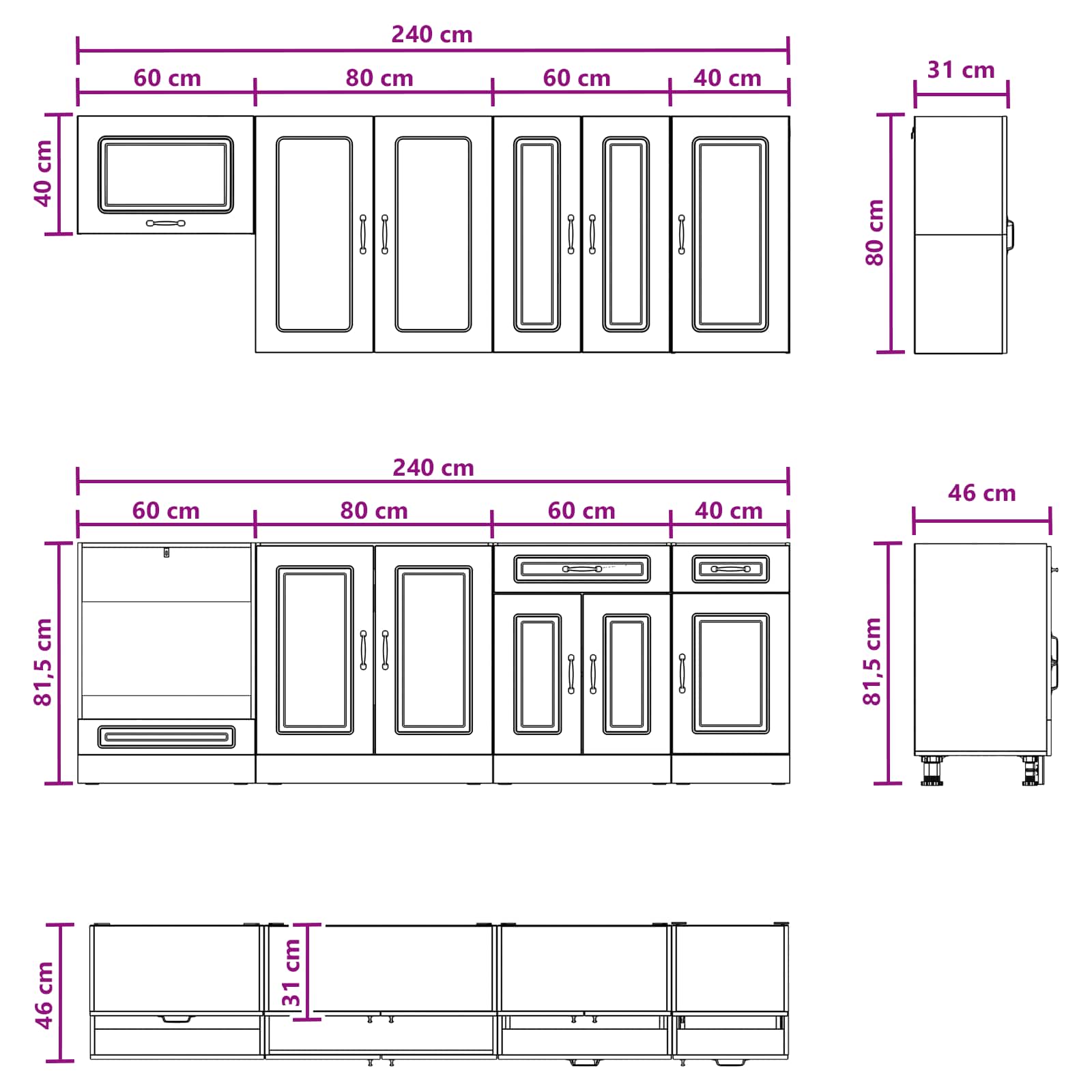 Μονάδα κουζίνας KALMAR 8 pcs Sonoma Δρυς Επεξεργασμένο Ξύλο - Pakobazaar