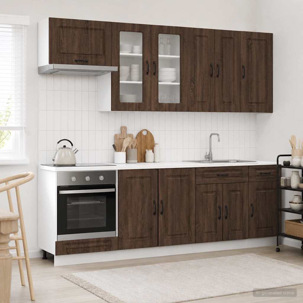 Μονάδα κουζίνας KALMAR 8 pcs Καφέ Ξύλο Δρυός Επεξεργασμένο Ξύλο - Pakobazaar