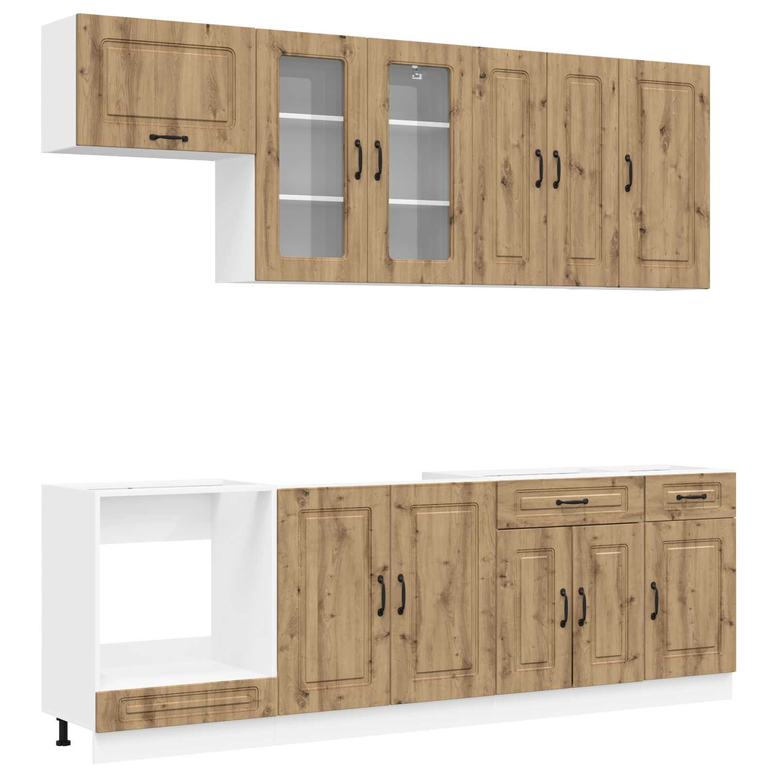 Μονάδα κουζίνας KALMAR 8 pcs Artisan Δρυς Επεξεργασμένο Ξύλο - Pakobazaar