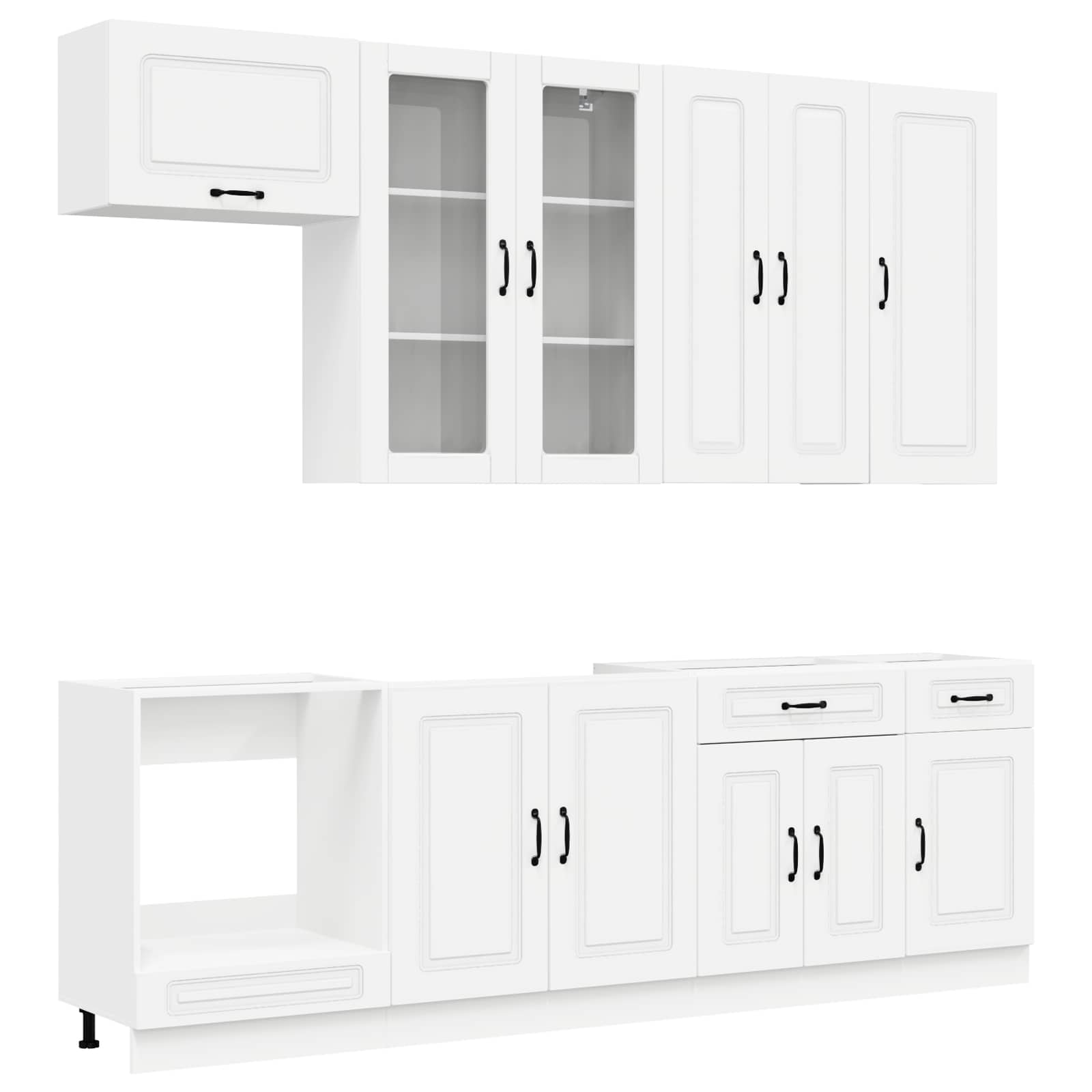 Σέτ Ντουλαπιών με συρτάρι 8 pcs Λευκό Επεξεργασμένο ξύλο - Pakobazaar