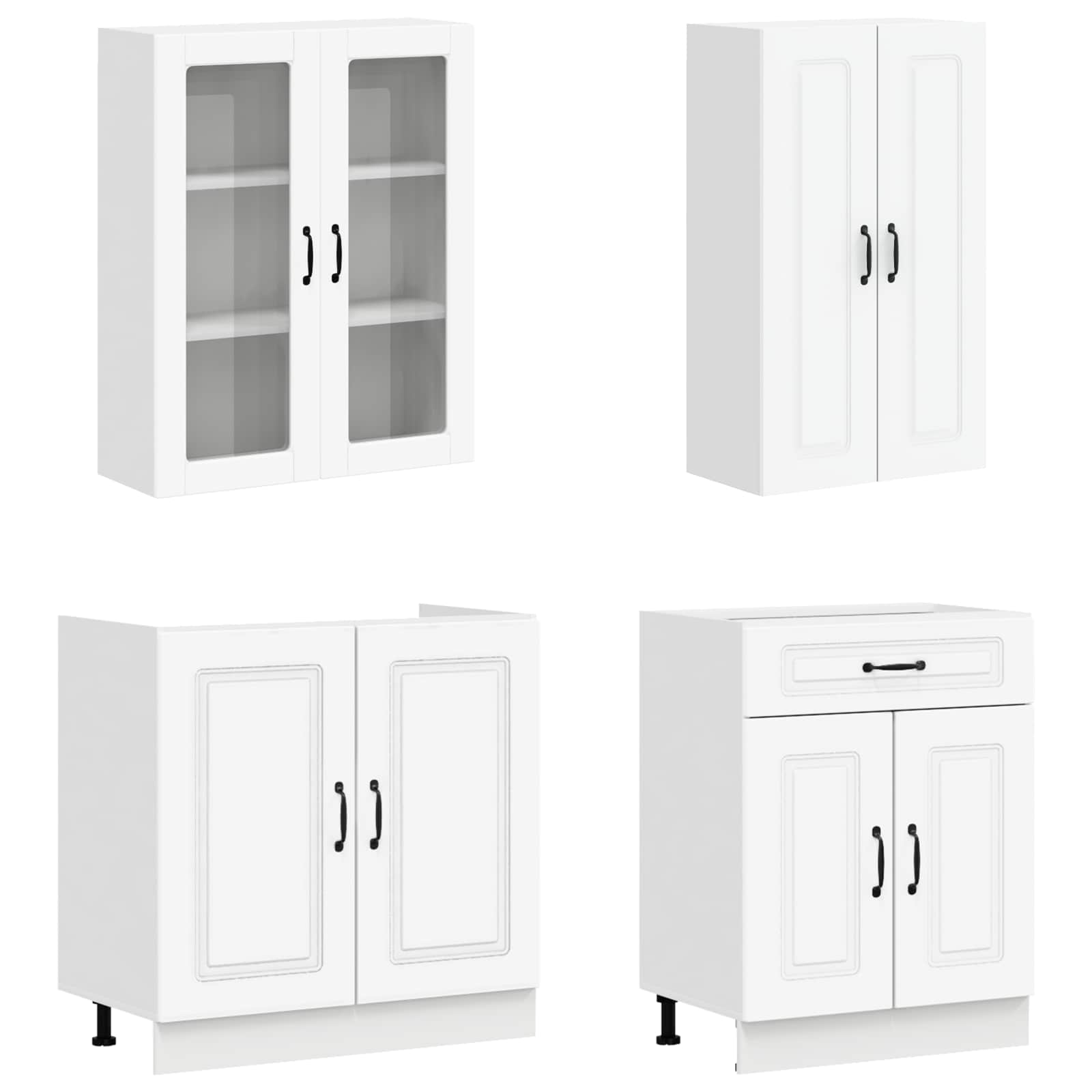 Σέτ Ντουλαπιών με συρτάρι 8 pcs Λευκό Επεξεργασμένο ξύλο - Pakobazaar