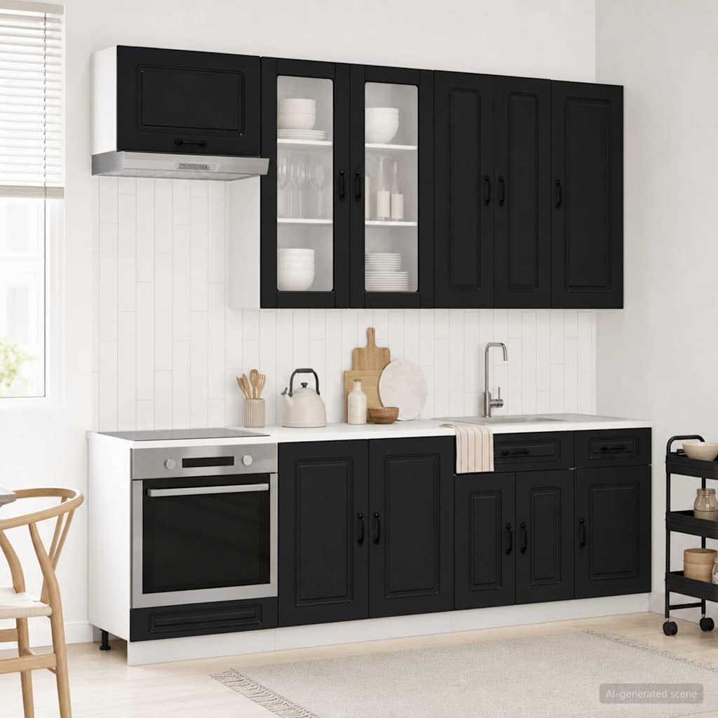 Μονάδα κουζίνας KALMAR 8 pcs Μαύρο Επεξεργασμένο Ξύλο - Pakobazaar