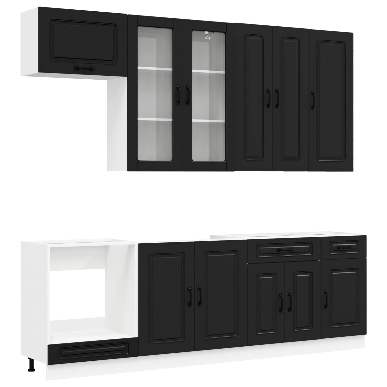 Μονάδα κουζίνας KALMAR 8 pcs Μαύρο Επεξεργασμένο Ξύλο - Pakobazaar