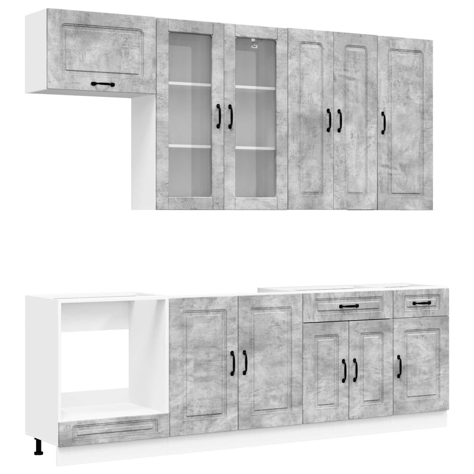 Μονάδα κουζίνας KALMAR 8 pcs Γκρι Σκυροδέματος - Pakobazaar