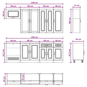 Μονάδα κουζίνας KALMAR 8 pcs Γυαλιστερό Λευκό - Pakobazaar